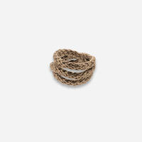 Bague multi-rangs en métal vieux doré texturé, motif tressé sculpté
