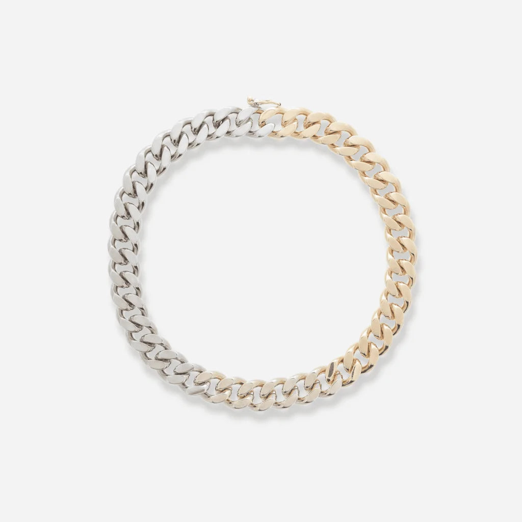 Collier maille gourmette bicolore argenté et doré